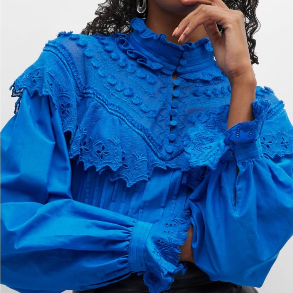 Kobi Halperin Athena Embroidered Pintuck Blouse